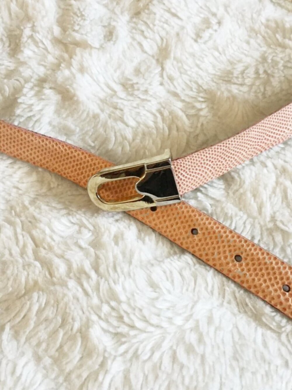 Vintage Emmanuel Rust Genuine Reptile Leather Belt Gold Buckle